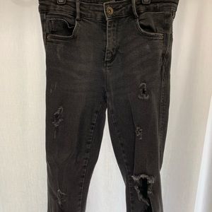 Zara Trafaluc Denimwear Dark Grey Ripped Skinny